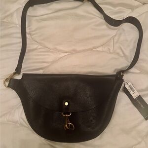 Banana Republic Black Leather Crossbody Bag with Gold Hardware